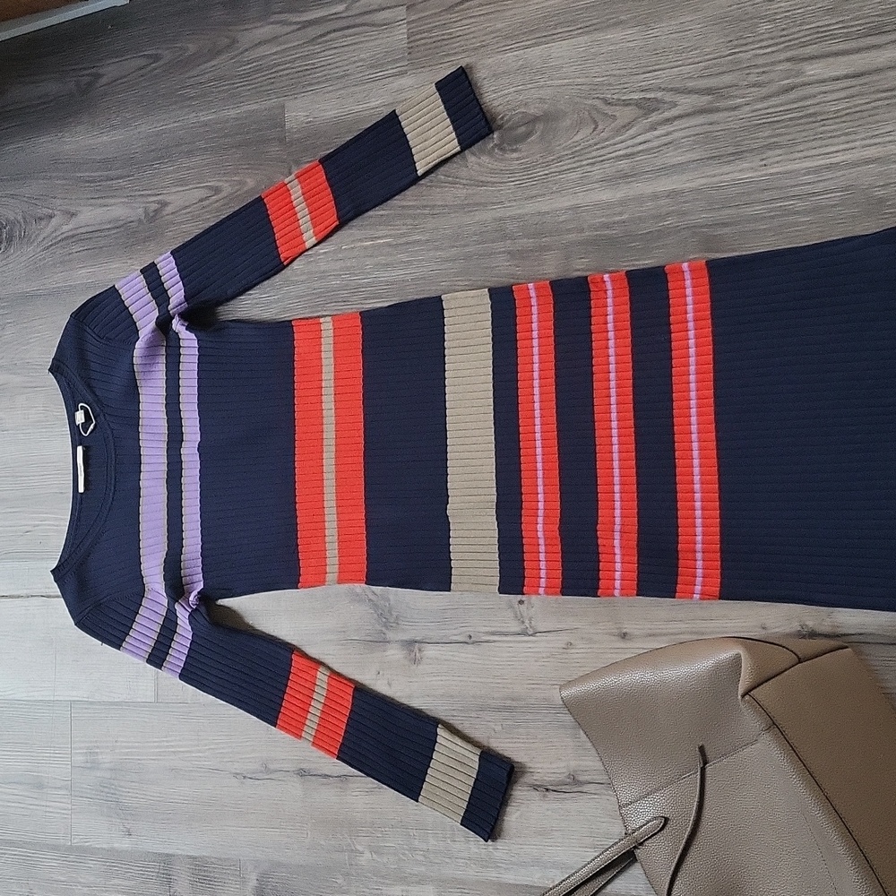 ESPRIT l L l knit l sweater dress l long color blocked l Cotton Blend